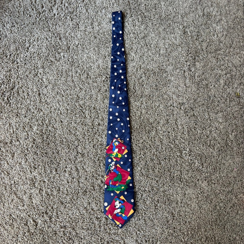 Mickey Unlimited Disney Golf Tie Navy Blue Mickey Donald Goofy Golfing Men Tie